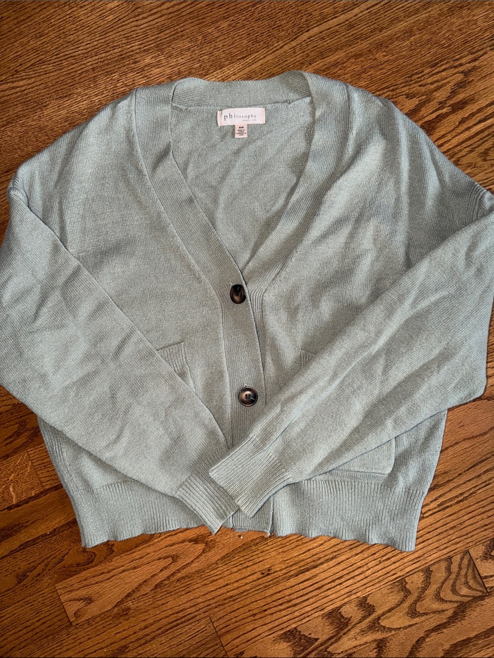 philosophy Cropped V-Neck Cardigan Sweater in Sage
